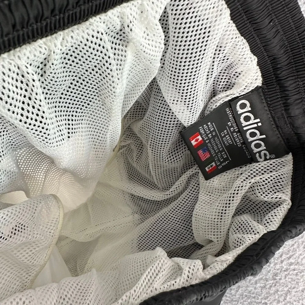 Vintage 90's Adidas Men's Large Colorblock Swim‎ Trunks Shorts Black White Gray